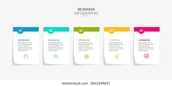 Modelo de infográfico para negócios. diagrama de elemento de Linha do Tempo moderno 5 passos vetor infográfico.