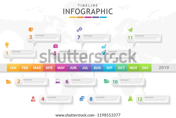 ビジネス用のインフォグラフィックテンプレート 現代タイムライン図カレンダー19 プレゼンテーションベクター画像インフォグラフィック のベクター画像素材 ロイヤリティフリー
