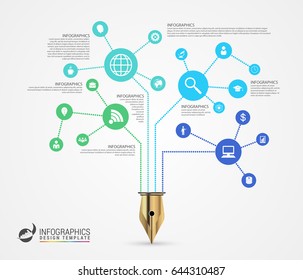 infographic template. Business network concept. Can be used for workflow layout, banner, diagram. Vector illustration