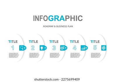 Infographic template for business plan ,strategy, roadmap. 5 Steps Modern Timeline diagram ,minimal style, presentation vector infographics