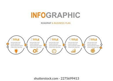 Infographic template for business plan ,strategy, roadmap. 5 Steps Modern Timeline diagram ,minimal style, presentation vector infographics