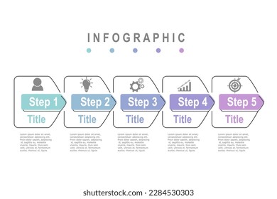 Plantilla de infografía para plan de negocio, estrategia, hoja de ruta. 5 pasos Moderno diagrama de línea de tiempo mínimo estilo creativo, forma de pentágono, infografía de vector de presentación