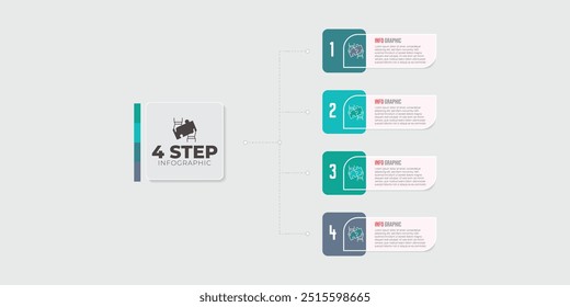 Plantilla de infografía para presentación de negocios. Diseño de Plantilla de Vector de infografía de viaje de 4 pasos. Hito, hoja de ruta, línea de tiempo, Ilustración vectorial de presentación de negocios.