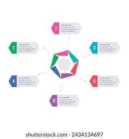 infographic template for business, printing, education, technology world. hexagon infographic template. six steps information template