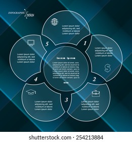 Infographic template for business project or presentation on abstract background can be used for web design, workflow or graphic layout, diagram, education