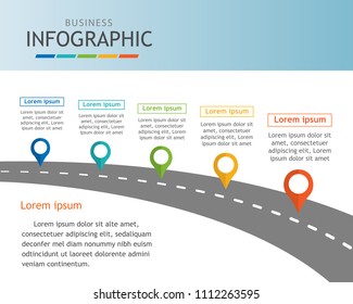 Infographic template for business. Roadmap chart diagram with steps, options, abstract elements. Vector infographic.