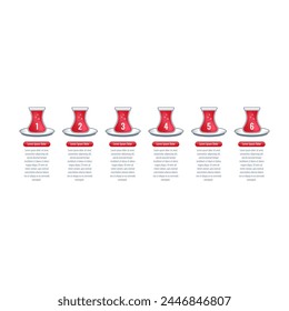 Infographic template for business, technology, food, science, industry world. six steps information template. tea and tea cup infographic template