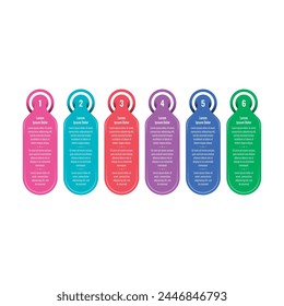 Plantilla de infografía para negocios, tecnología, TI, alimentos, mundo industrial. barras coloridas Plantilla de infografía. seis opciones información Plantilla