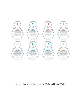 infographic template for business, technology, science, industry world. eight step briefing template. hexagon infographic template