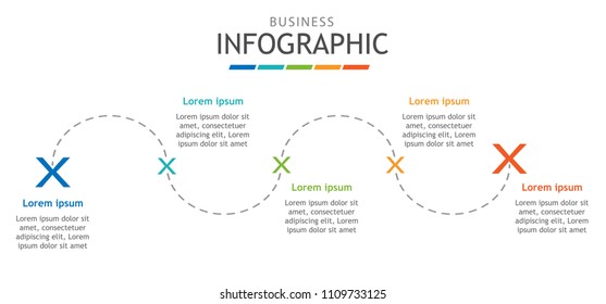 Infographic template for business. Timeline chart. Diagram with steps, lines, abstract elements. Vector infographic for presentation.