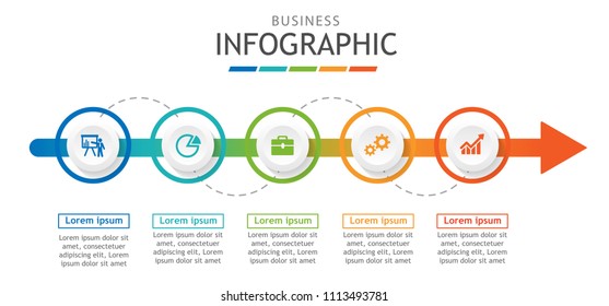 Infographic template for business. Timeline chart. Diagram with steps, options, abstract elements. Vector infographic for presentation.