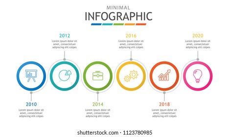 Infographic template for business. Timeline chart diagram with steps, minimal abstract elements. Vector infographic for presentation.