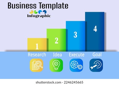 Infographic template for business. Timeline chart diagram with steps, minimal abstract elements