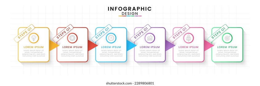 Infographic template for business. Timeline concept with 6 step.