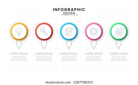 Infographic template for business. Timeline Process Modern with 5 Steps.