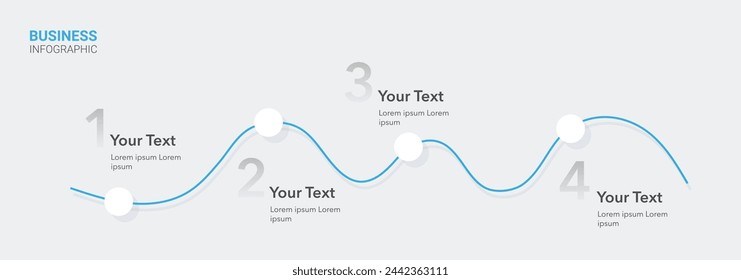 Plantilla de infografía para empresas. Uso en sitio web, folleto, informe corporativo, presentación, publicidad, marketing, etc. Concepto de 5 pasos sucesivos de desarrollo empresarial progresivo.