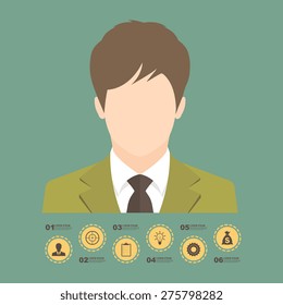 Infographic template with businessman, Business steps to success charts concept - Vector