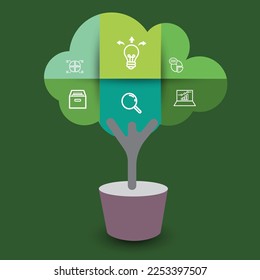 Infographic template for business.Tree infographic design template. presentation concept with 6 options