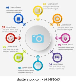 Infographic template with camera icons, stock vector