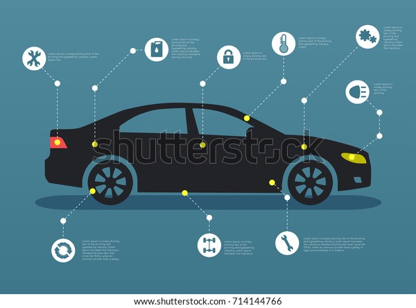 Infographic Template Car Car Parts Icons Stock Vector (Royalty Free ...