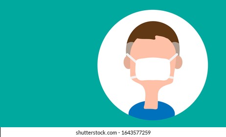 The infographic template cartoon illustration background picture of a man wearing a hygienic mask. ( vector )