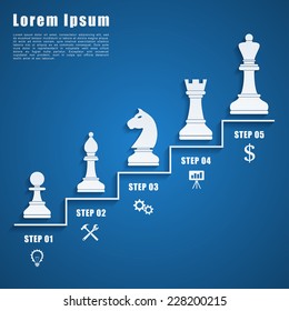 infographic template with chess figures and icons, business strategy, planning concept