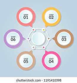Infographic template of circle connection for use in workflow diagram poster