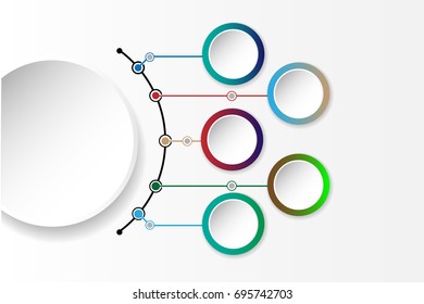 Infographic template, circle design with arrows sign and 5 options or steps. Can be used for business, infograph template, process infographics, diagram chart, flowchart, processes diagram, time line