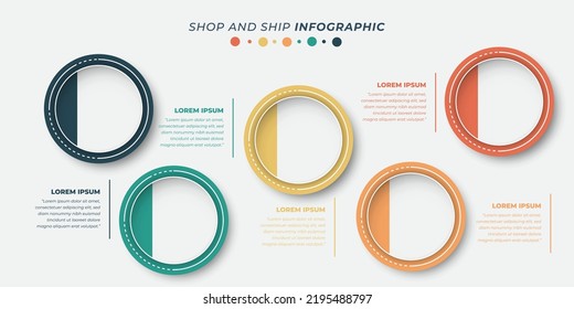 Infographic template in circle design with the color of a part of the circle design