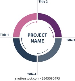 Infographic template with circle diagram of 4 parts. Vector illustration