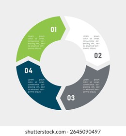 Infographic template with circle diagram of 4 parts. Vector illustration