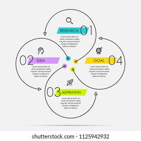 Infographic template with circular arrows. Can be used for cycling diagram, graph, presentation and round chart. Business concept with 4 options, parts, steps or processes.