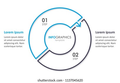 Infographic template with circular arrows. Can be used for cycling diagram, graph, presentation and round chart. Business concept with 2
 options, parts, steps or processes.
