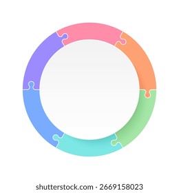 Infographic template of a circular puzzle with six pieces