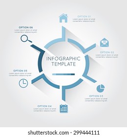 Infographic Template Circular  With Six Option And Placement Text On The White Background.