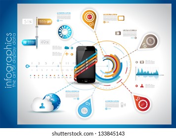 Infographic Template for Cloud computing data rapresentation. Design elements for statistic data display and resourses ranking