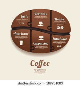 Infographic Template with Coffee Bean Jigsaw banner . concept vector illustration