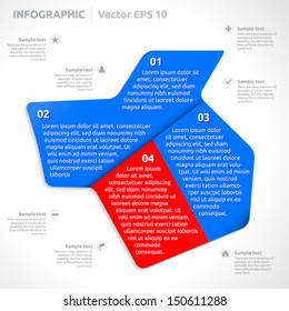 Infographic template | color - blue and red | abstract vector design | graphic layout | icon arrow label | business