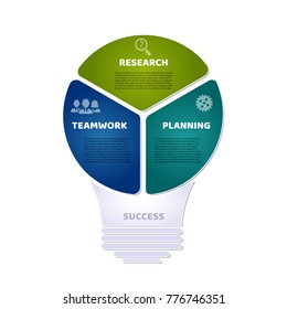 Infographic template. Color circle with icons and text in bulb. Vector illustration.