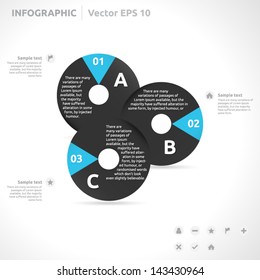 Infographic template | color - dark and blue | abstract vector design | graphic layout | icon arrow label | business