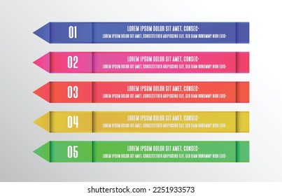 Infographic template of color lower third bar topic, step design elements