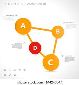 Infographic template | color - orange and red | abstract vector design | graphic layout | icon arrow label | business