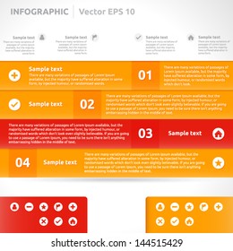 Infographic template | color - orange and red | abstract vector design | graphic layout | icon arrow label | business