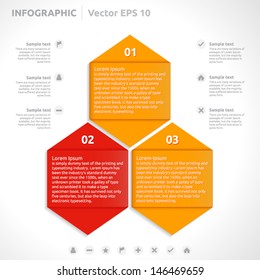 Infographic template | color - orange and red | abstract vector design | graphic layout | icon arrow label | business