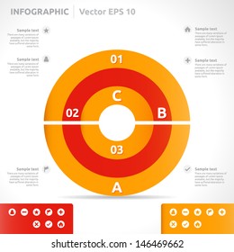 Infographic template | color - orange and red | abstract vector design | graphic layout | icon arrow label | business