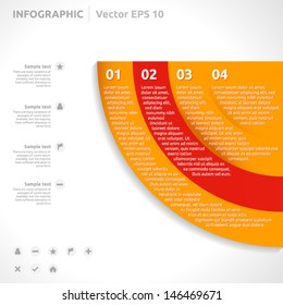 Infographic template | color - orange and red | abstract vector design | graphic layout | icon arrow label | business