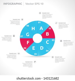 Infographic template | color - pink blue | abstract vector design | graphic layout | icon arrow label | business