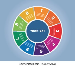 Infografik-Vorlage - farbiges Roulette in neun Teile unterteilt