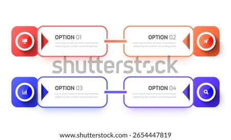 Infographic Template with Colorful Abstract Label 4 Option and Icon