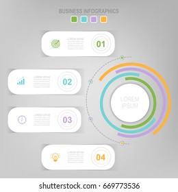 Infographic template of colorful circle, pie chart diagram, work sheet element, flat design of business icon, vector